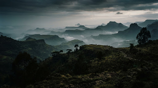 Scenic Mist Covered Mountains of the Ethiopian Highlands